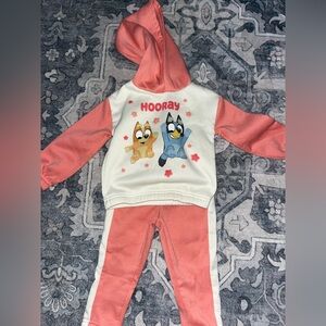 Bluey Pink and White Kids Hoodie Set